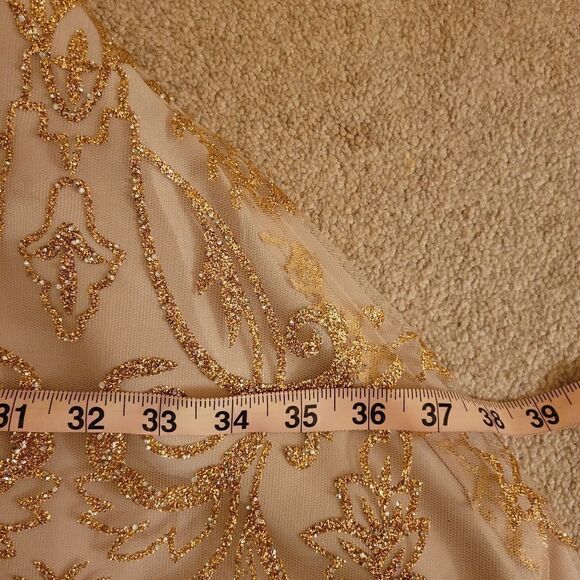 Gorgeous 15 Roses pink dress with gold overlay design NWT - Picture 8 of 10